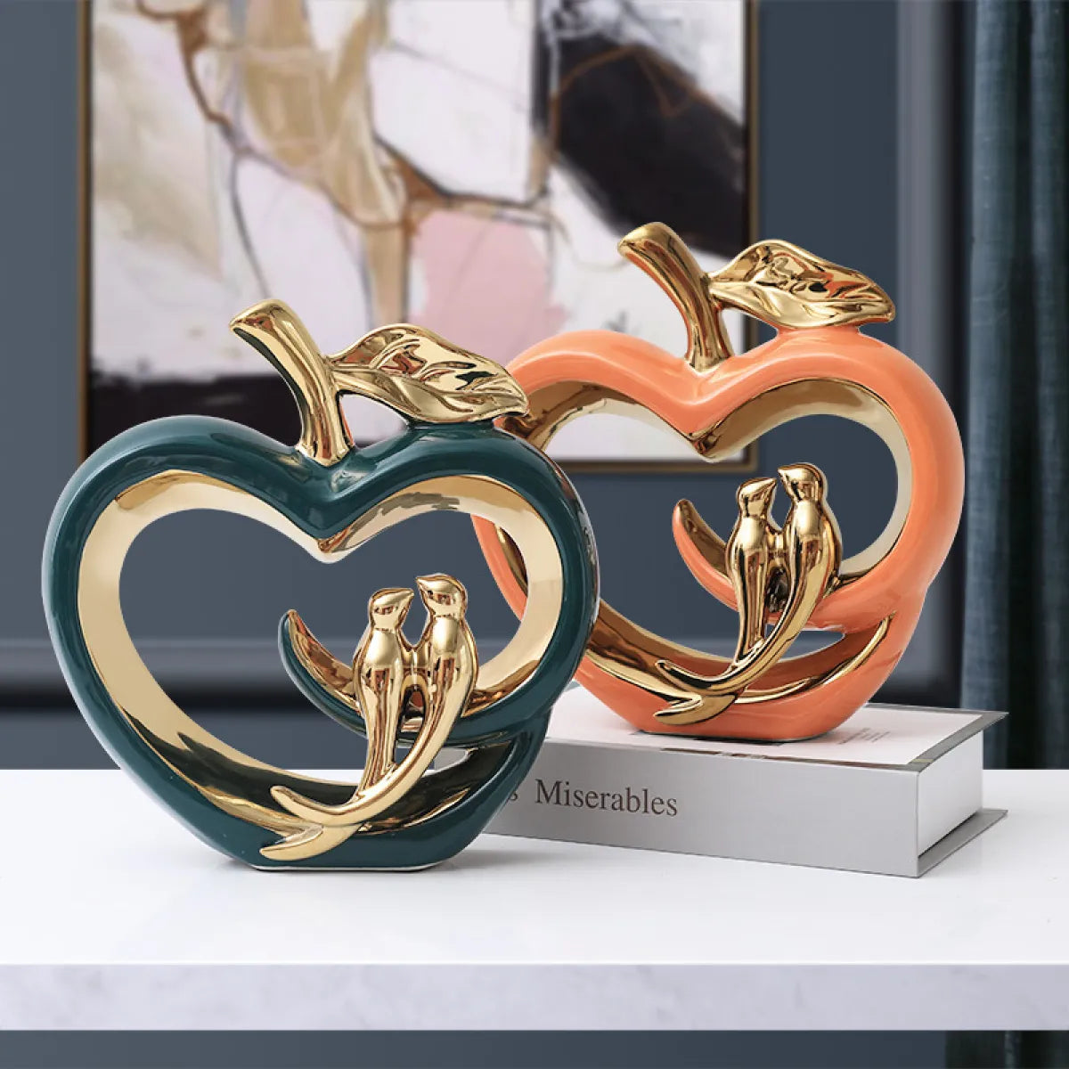 Golden Lovebirds Accent Piece