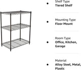 3-Shelf Adjustable Heavy Duty Steel Wire Rack