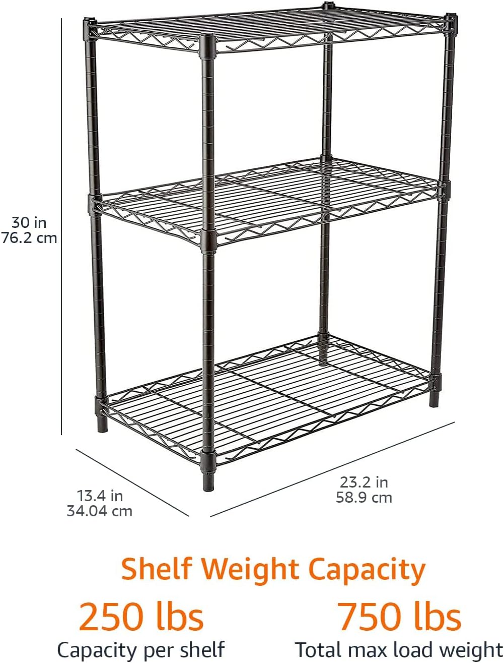 3-Shelf Adjustable Heavy Duty Steel Wire Rack